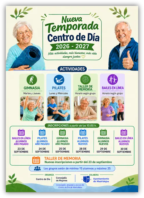 Actividades temporada 2026/2027 en el Centro de Día