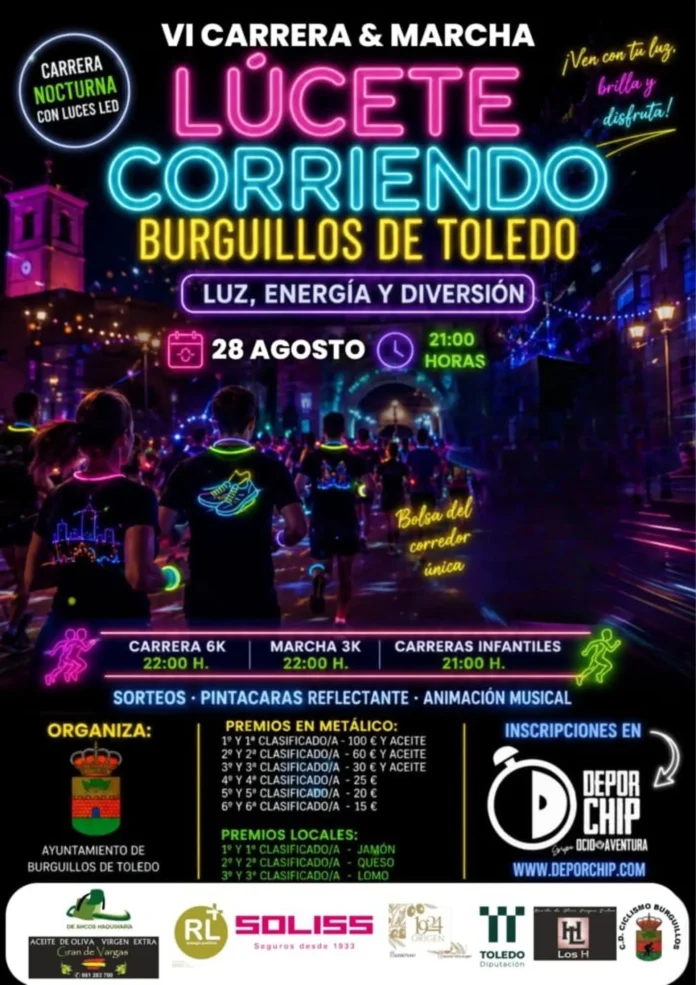 Burguillos celebra el viernes su VI carrera y marcha 'Lúcete corriendo' con camisetas especiales, sorteos y pintacaras
