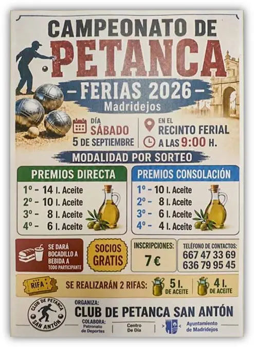 Campeonato de Petanca – Feria y Fiestas 2026 en Madridejos