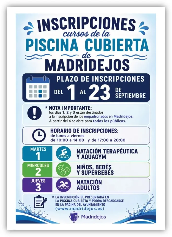 Cursos de natación en la Piscina Cubierta – Temporada 2026/2027