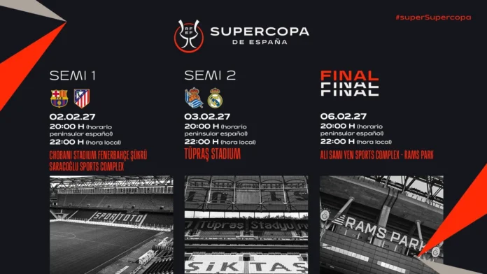 Fútbol.- Las 'semis' de la Supercopa se jugarán los días 2 y 3 de febrero y la final, el 6 en el estadio del Galatasaray