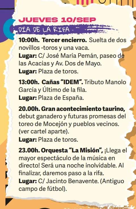 JUEVES 10/SEP DÍA DE LA RIFA