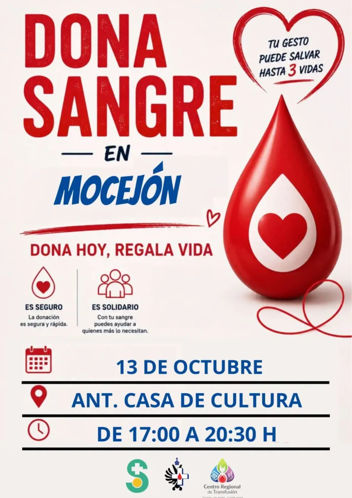 MOCEJÓN ANIMA A LOS VECINOS A DONAR SANGRE EL PRÓXIMO 13 DE OCTUBRE