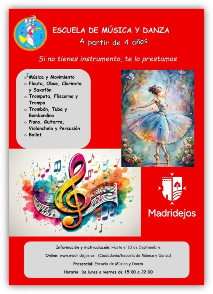 Se abre el plazo de matricula para la Escuela de Música y Danza – Curso 2026/2027