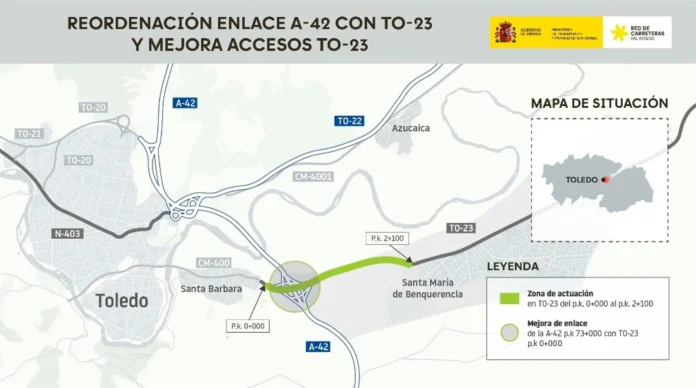 Transportes adjudica por 5 millones las obras para mejorar el enlace de la A-42 con la TO-23 en Toledo