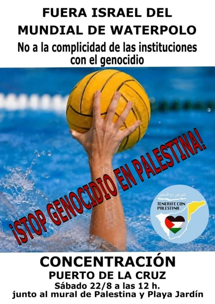 Waterpolo.- Convocan una manifestación en Tenerife contra la participación de Israel en el Mundial femenino Sub-18